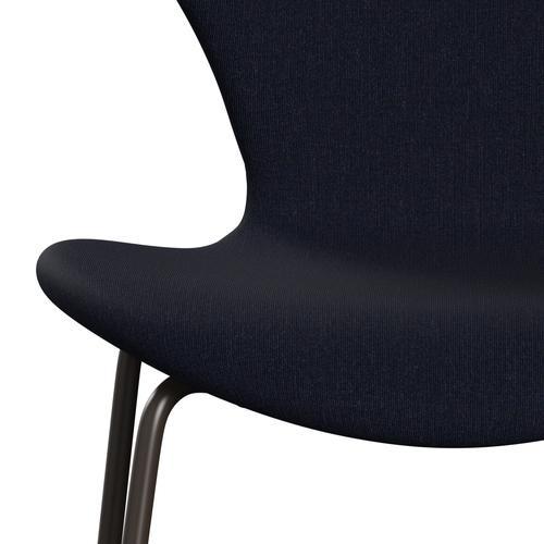 Fritz Hansen 3107 Chair Full Upholstery, Brown Bronze/Canvas Dark Blue