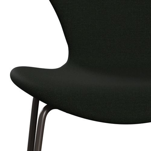 Fritz Hansen 3107 Krzesło pełna tapicerka, brązowy brąz/płótno ciemnozielone