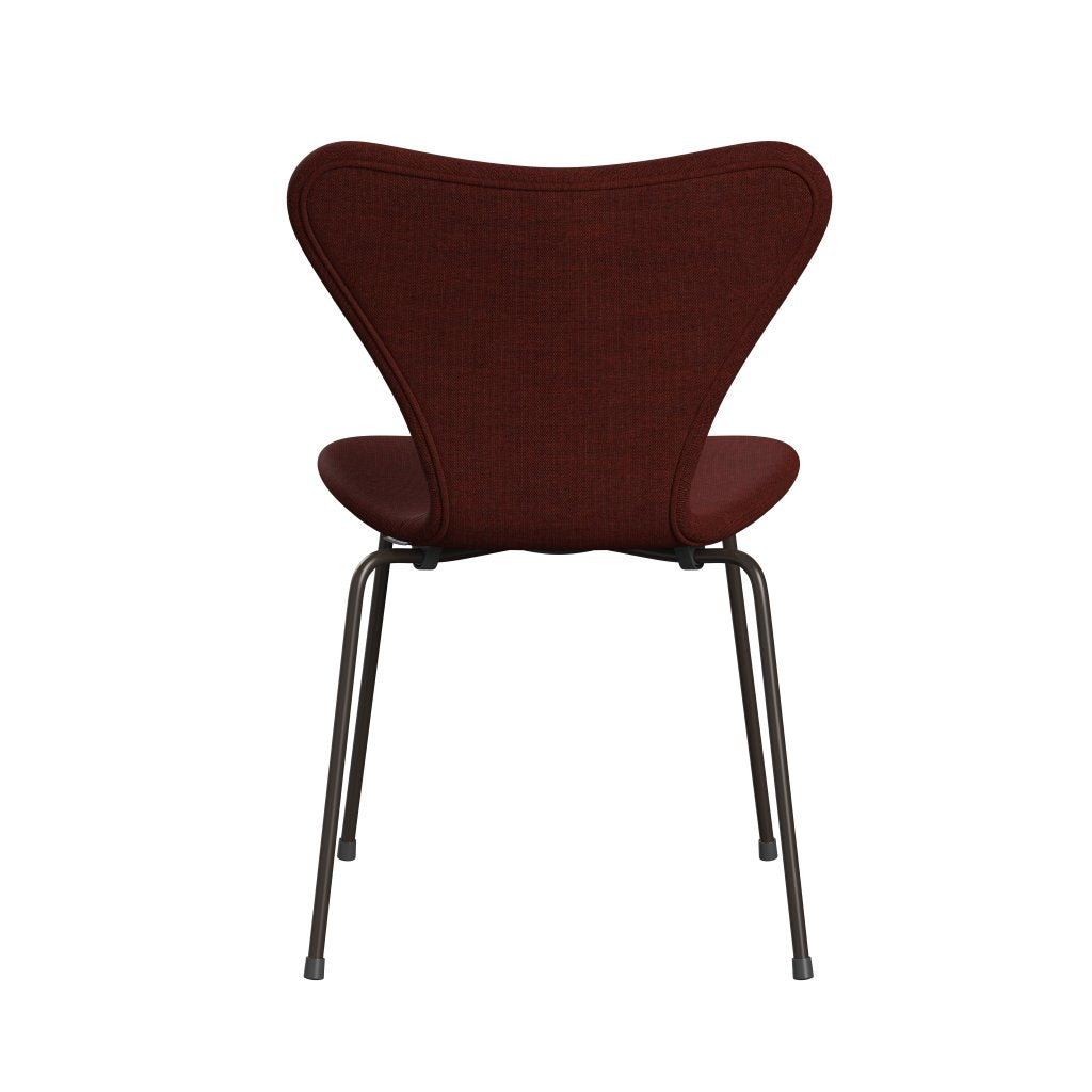 Fritz Hansen 3107 Chair Full Upholstery, Brown Bronze/Canvas Dark Red