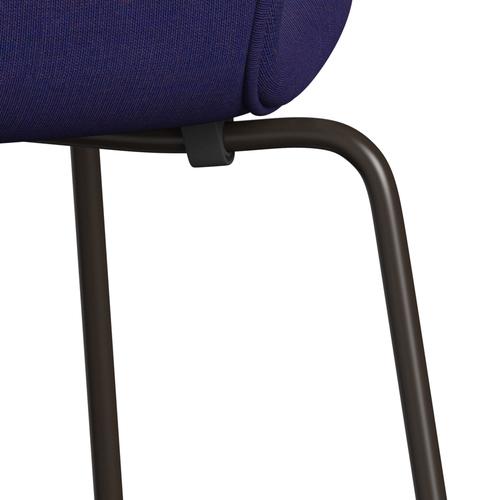 Fritz Hansen 3107 Chair Full Upholstery, Brown Bronze/Canvas Eclectic Blue