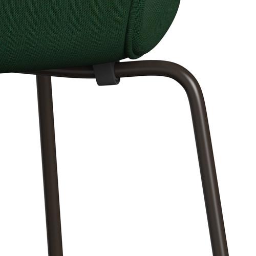 Fritz Hansen 3107 Chair Full Upholstery, Brown Bronze/Canvas Grass Green