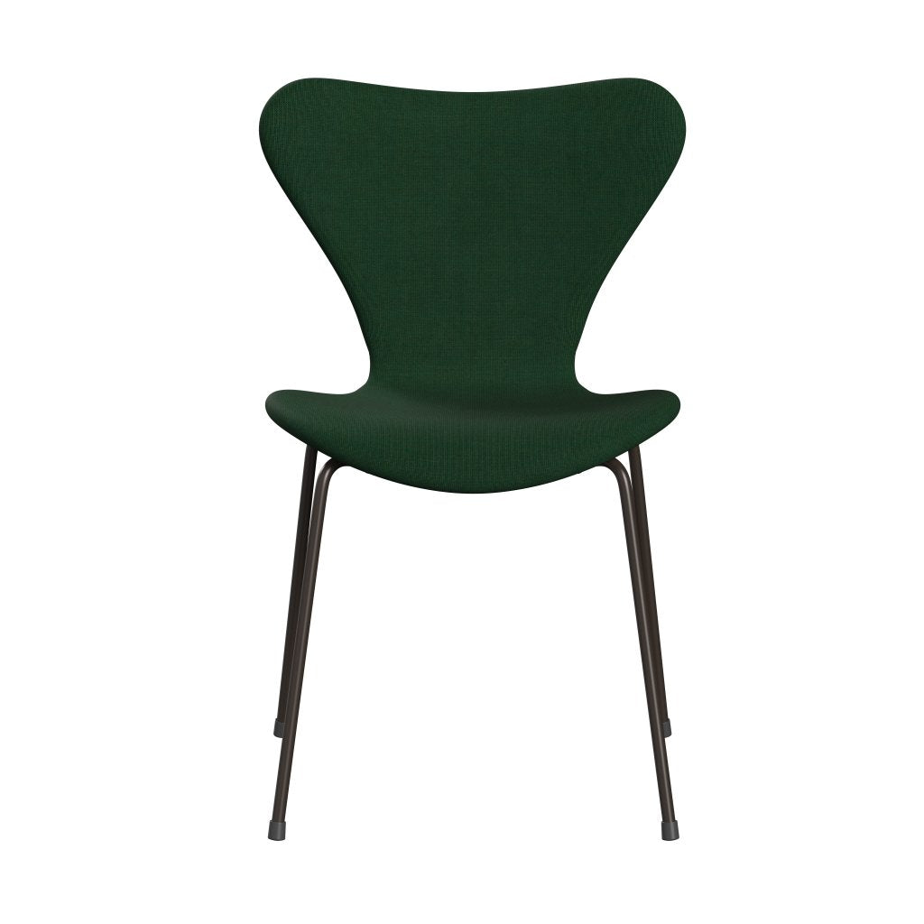 Fritz Hansen 3107 Chair Full Upholstery, Brown Bronze/Canvas Grass Green