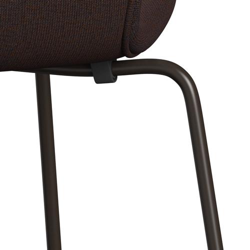 Fritz Hansen 3107 Chair Full Upholstery, Brown Bronze/Canvas Grey Ocean