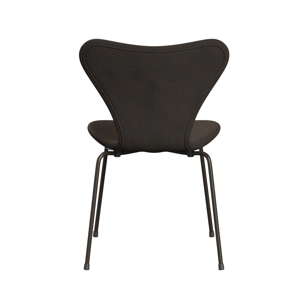 Fritz Hansen 3107 Chair Full Upholstery, Brown Bronze/Canvas Grey Blue