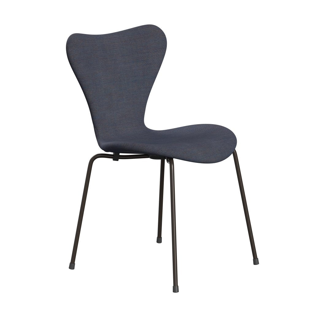 Fritz Hansen 3107 Chair Full Upholstery, Brown Bronze/Canvas Light Blue (Ca0734)