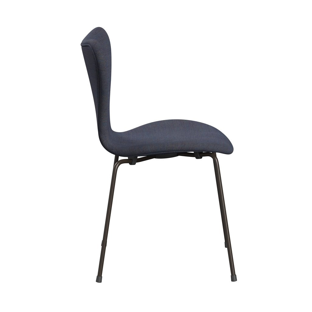 Fritz Hansen 3107 Chair Full Upholstery, Brown Bronze/Canvas Light Blue (Ca0734)