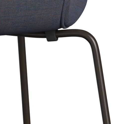 Fritz Hansen 3107 Chair Full Upholstery, Brown Bronze/Canvas Light Blue (Ca0734)