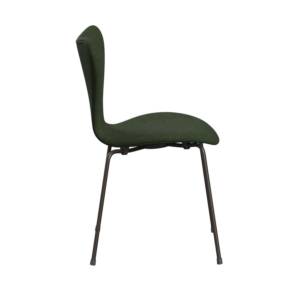 Fritz Hansen 3107 Chair Full Upholstery, Brown Bronze/Canvas Light Green/Blue