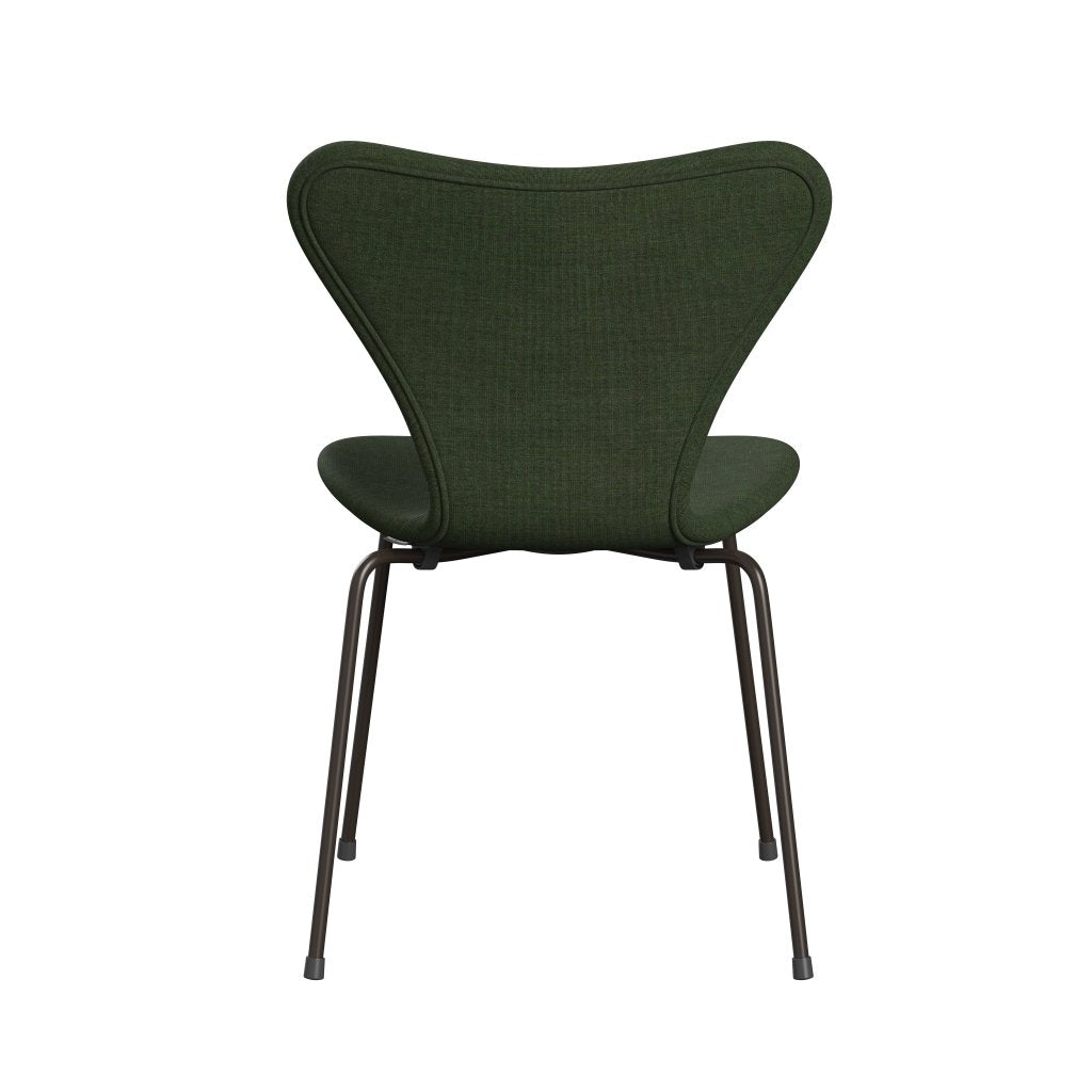 Fritz Hansen 3107 Chair Full Upholstery, Brown Bronze/Canvas Light Green/Blue