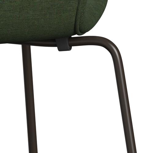 Fritz Hansen 3107 Chair Full Upholstery, Brown Bronze/Canvas Light Green/Blue