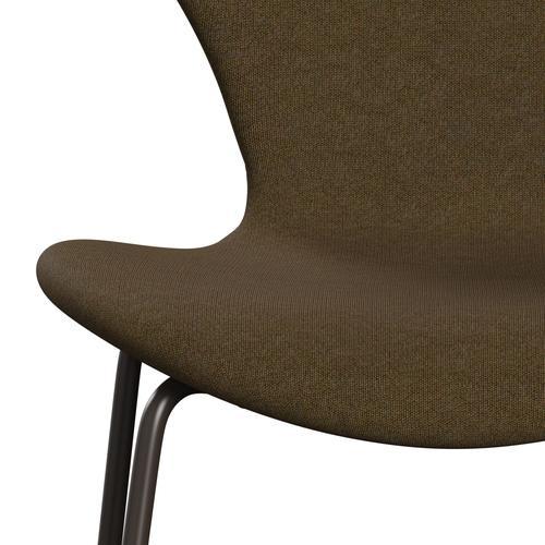 Fritz Hansen 3107 krzesło pełne tapicerka, brązowy brąz/płótno jesienne beż