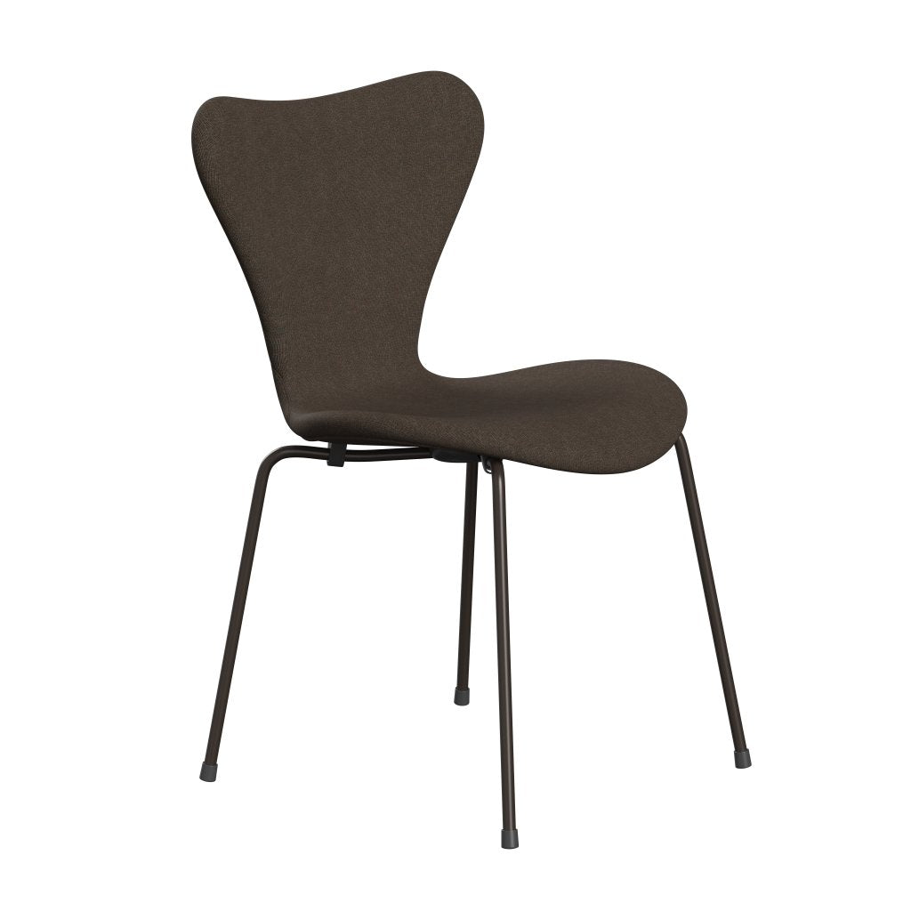 Fritz Hansen 3107 Chair Full Upholstery, Brown Bronze/Canvas Military Green