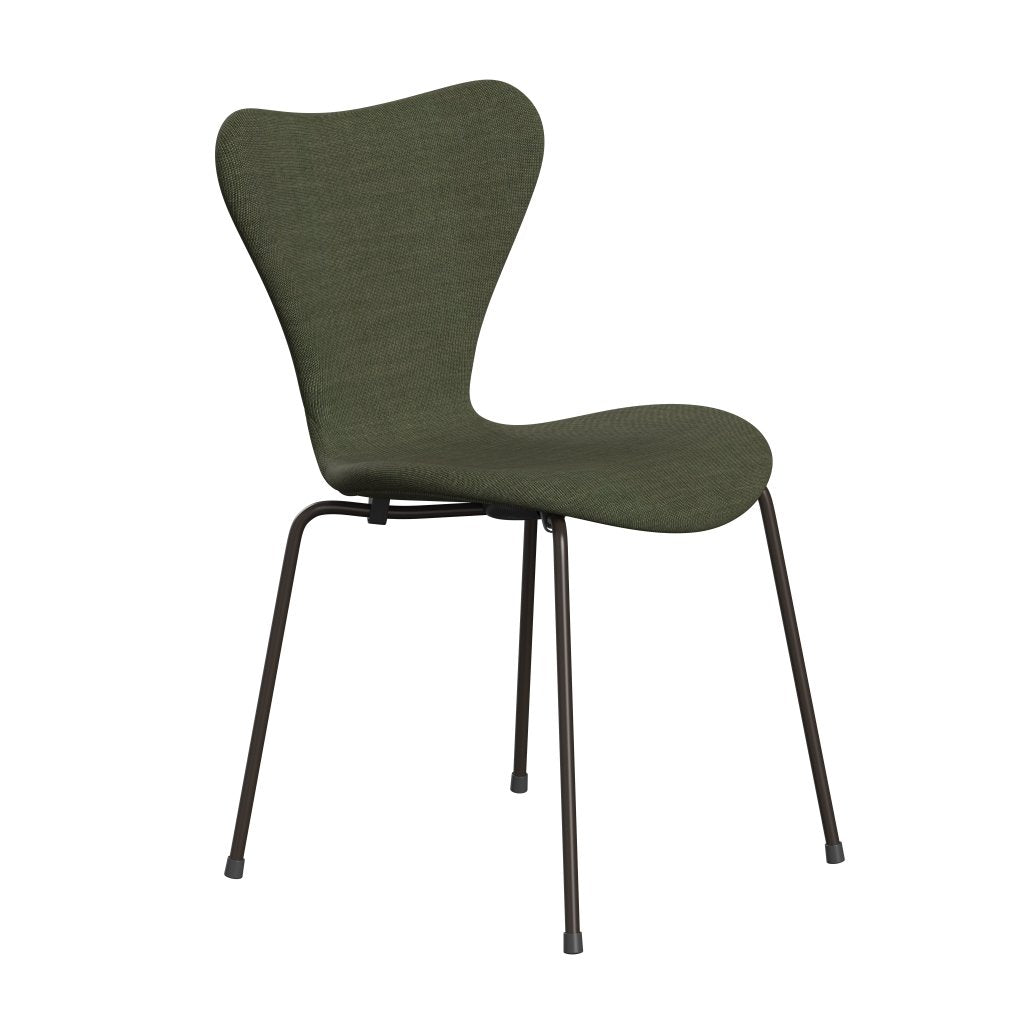 Fritz Hansen 3107 Chair Full Upholstery, Brown Bronze/Canvas Moss Green