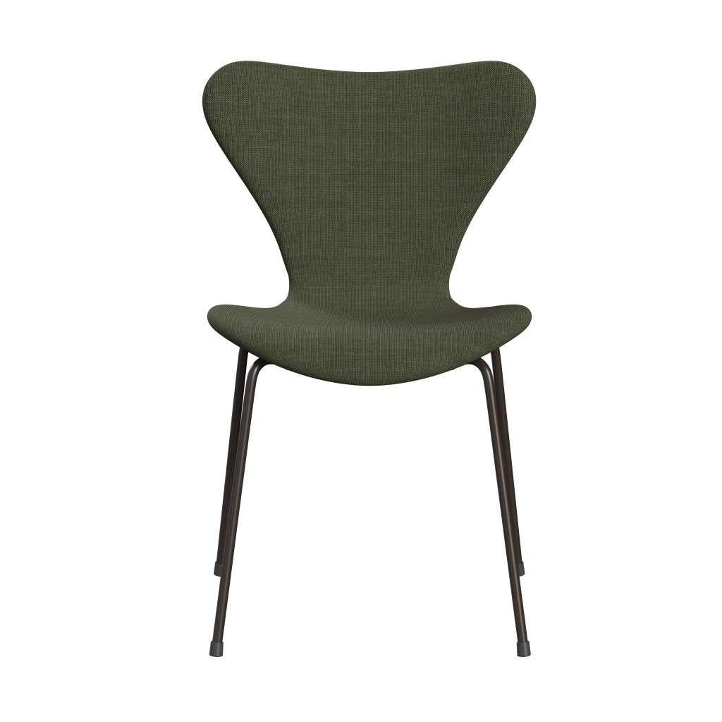 Fritz Hansen 3107 Chair Full Upholstery, Brown Bronze/Canvas Moss Green