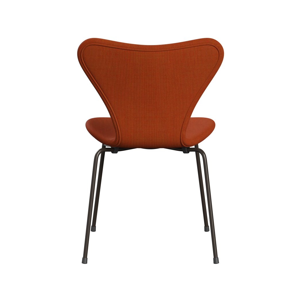 Fritz Hansen 3107 Chair Full Upholstery, Brown Bronze/Canvas Orange