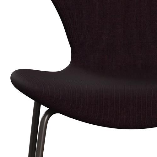 Fritz Hansen 3107 Chair Full Upholstery, Brown Bronze/Canvas Ocean Violet