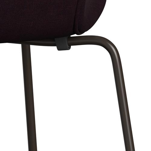 Fritz Hansen 3107 Chair Full Upholstery, Brown Bronze/Canvas Ocean Violet