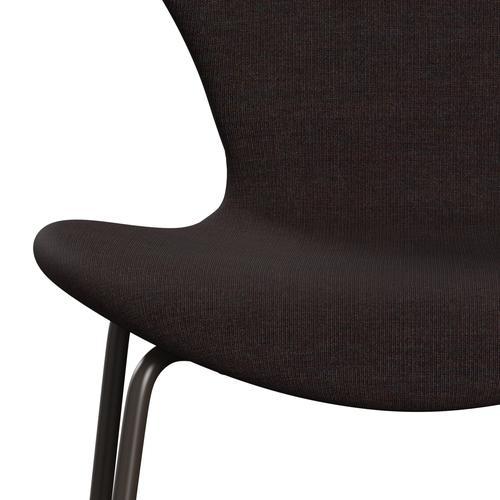 Fritz Hansen 3107 Chair Full Upholstery, Brown Bronze/Canvas Black Stone