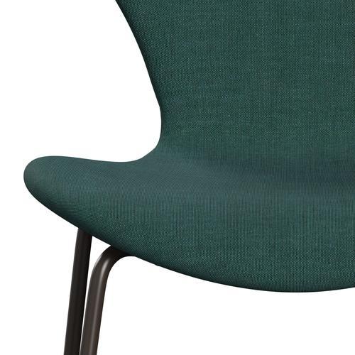 Fritz Hansen 3107 Chair Full Upholstery, Brown Bronze/Canvas Emerald Green