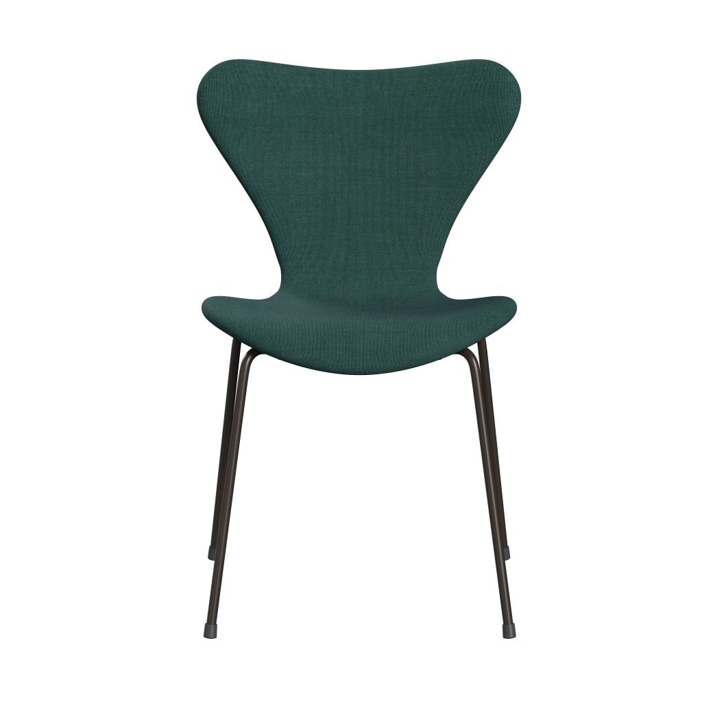 Fritz Hansen 3107 Chair Full Upholstery, Brown Bronze/Canvas Emerald Green