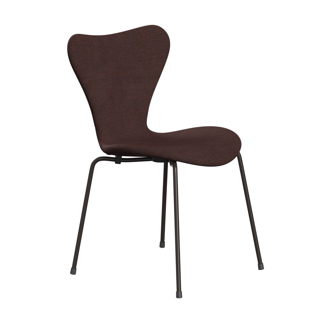 Fritz Hansen 3107 Krzesło pełna tapicerka, brązowy brąz/płótno Stone Dark