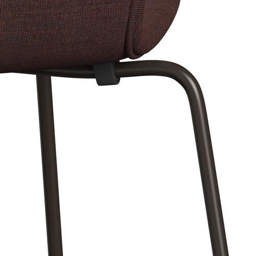 Fritz Hansen 3107 Krzesło pełna tapicerka, brązowy brąz/płótno Stone Dark