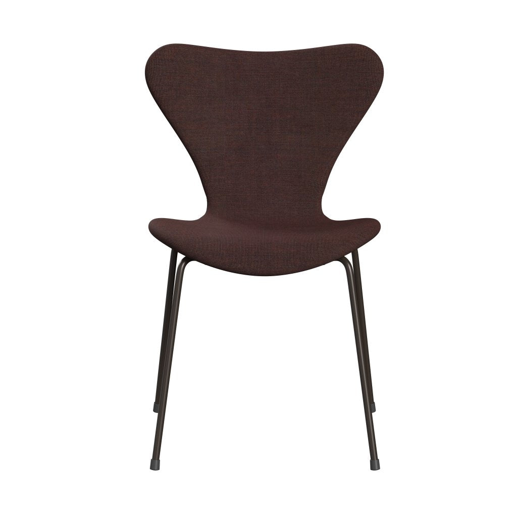 Fritz Hansen 3107 Krzesło pełna tapicerka, brązowy brąz/płótno Stone Dark