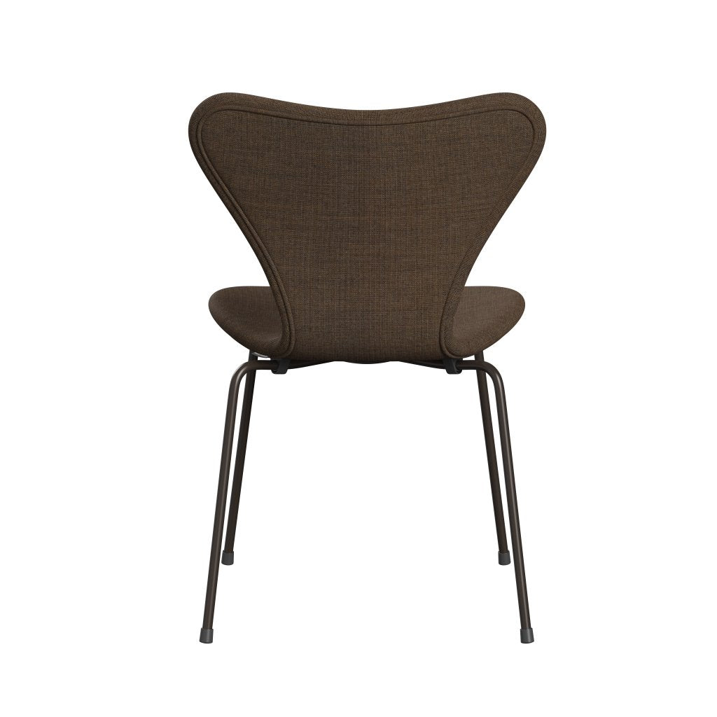 Fritz Hansen 3107 Krzesło pełna tapicerka, brązowy brąz/płótno Stone Grey