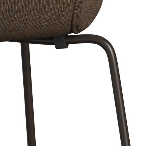 Fritz Hansen 3107 Krzesło pełna tapicerka, brązowy brąz/płótno Stone Grey