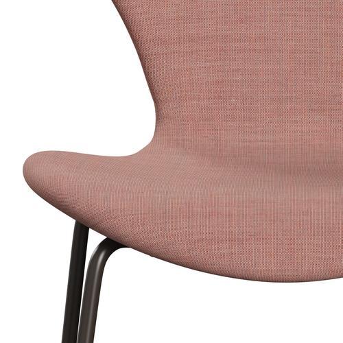 Fritz Hansen 3107 Chair Full Upholstery, Brown Bronze/Canvas Soft Pink