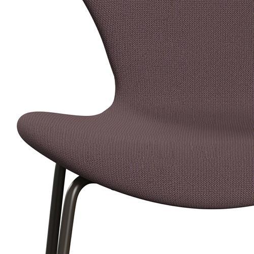 Fritz Hansen 3107 Krzesło pełna tapicerka, brązowy brąz/bakłażon przechwytujący