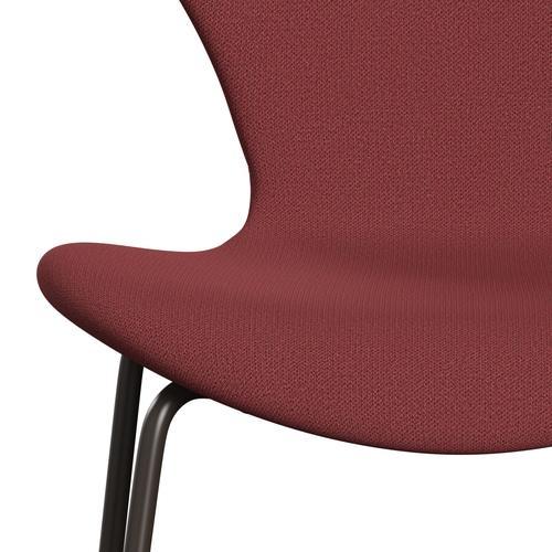 Fritz Hansen 3107 Krzesło pełna tapicerka, brązowy brąz/schwytanie ciemnoczerwone