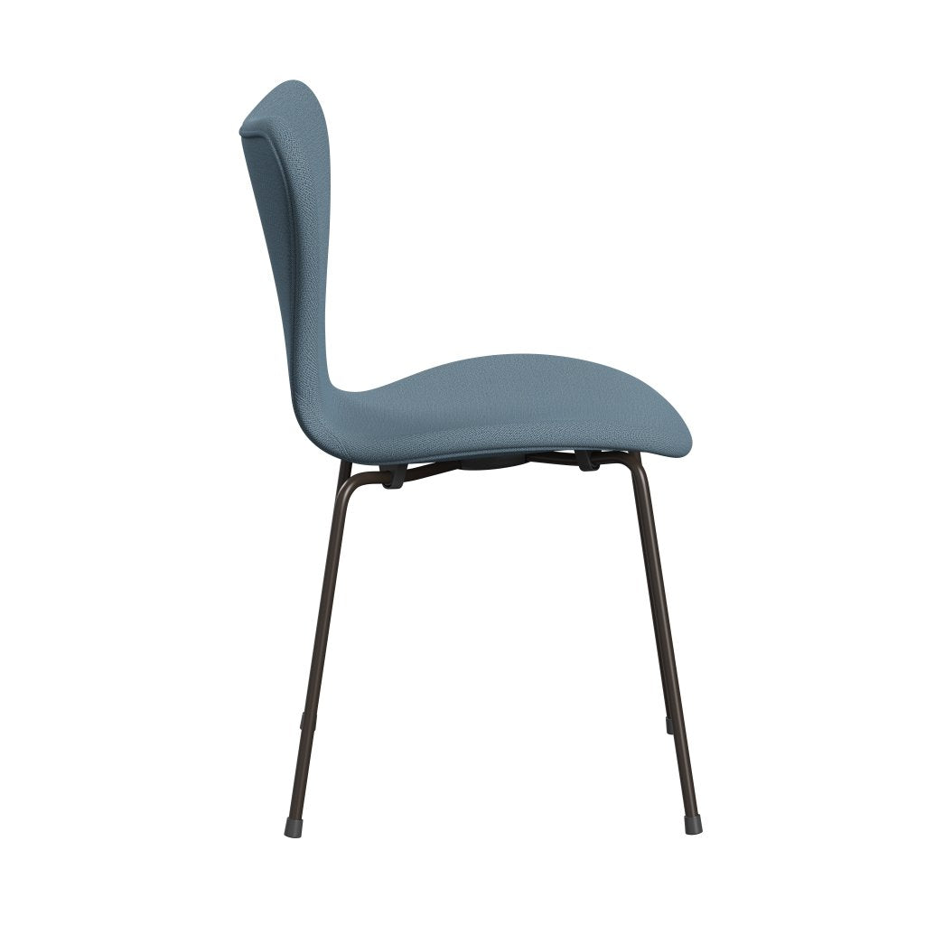 Fritz Hansen 3107 Krzesło pełna tapicerka, brązowy brąz/Capture Soft Blue