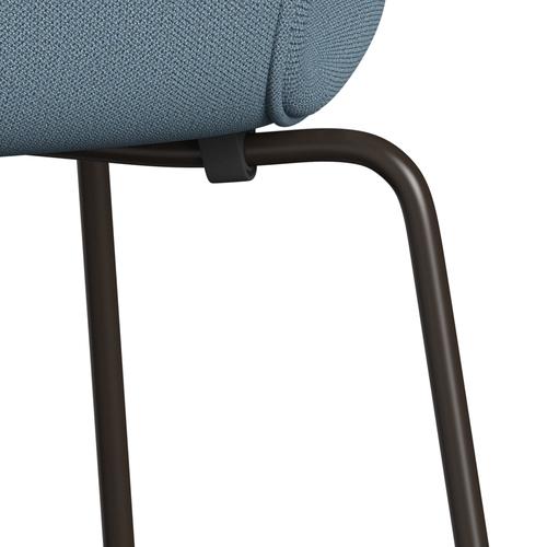 Fritz Hansen 3107 Krzesło pełna tapicerka, brązowy brąz/Capture Soft Blue