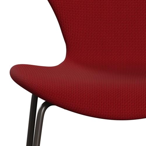 Fritz Hansen 3107 krzesło pełne tapicerka, brązowy brąz/Diablo ciepłe czerwone