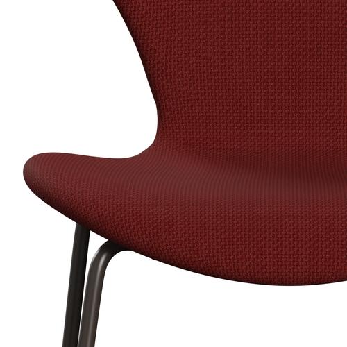 Fritz Hansen 3107 Chair Full Upholstery, Brown Bronze/Diablo Wine Red