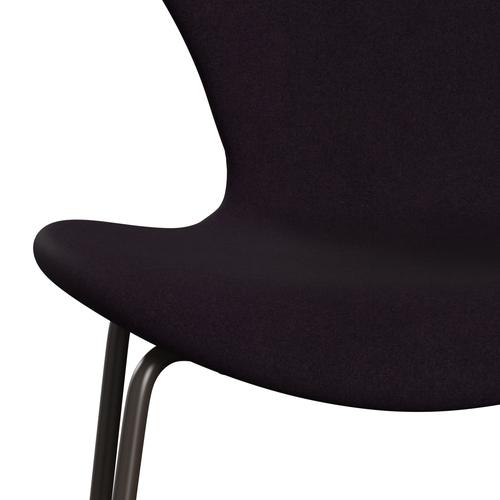 Fritz Hansen 3107 Chair Full Upholstery, Brown Bronze/Divina Aubergine (Div376)