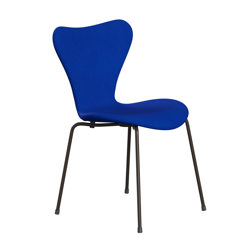 Fritz Hansen 3107 Krzesło pełne tapicerka, brązowy brąz/divina Blue