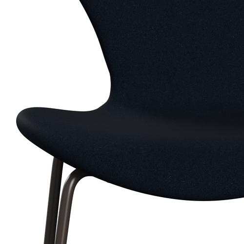 Fritz Hansen 3107 krzesło pełne tapicerka, brązowy brąz/Divina Dark Blue