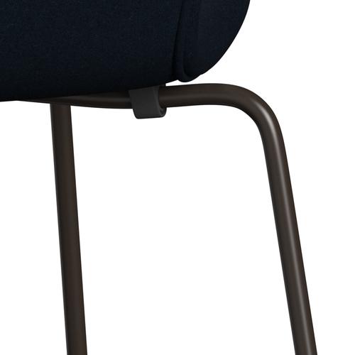 Fritz Hansen 3107 krzesło pełne tapicerka, brązowy brąz/Divina Dark Blue