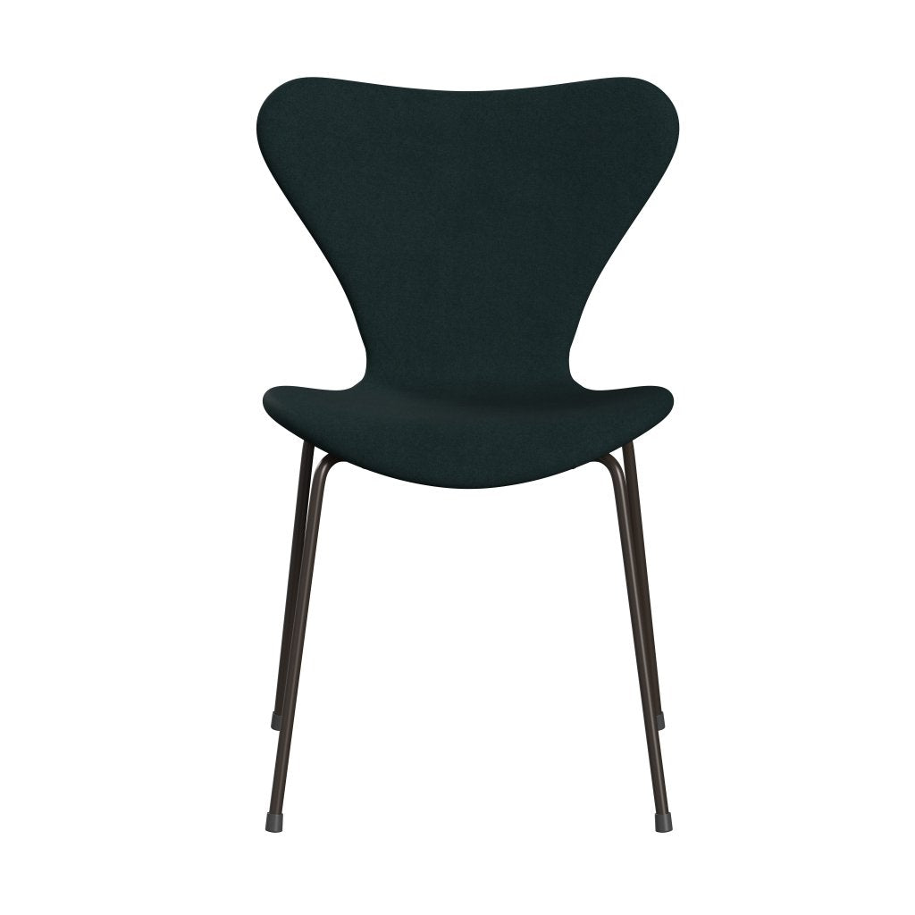 Fritz Hansen 3107 Krzesło pełna tapicerka, brązowy brąz/Divina Dark Green (Div886)