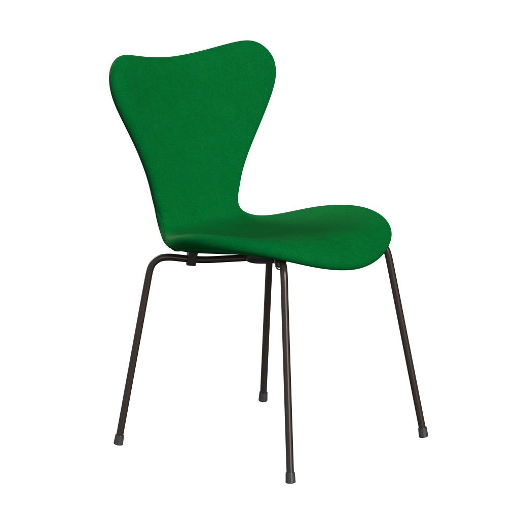 Fritz Hansen 3107 Krzesło pełne tapicerka, brązowy brąz/divina Grass Green