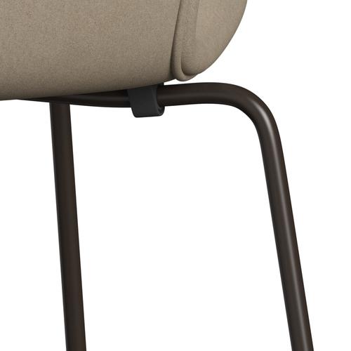 Fritz Hansen 3107 Chair Full Upholstery, Brown Bronze/Divina Light Beige