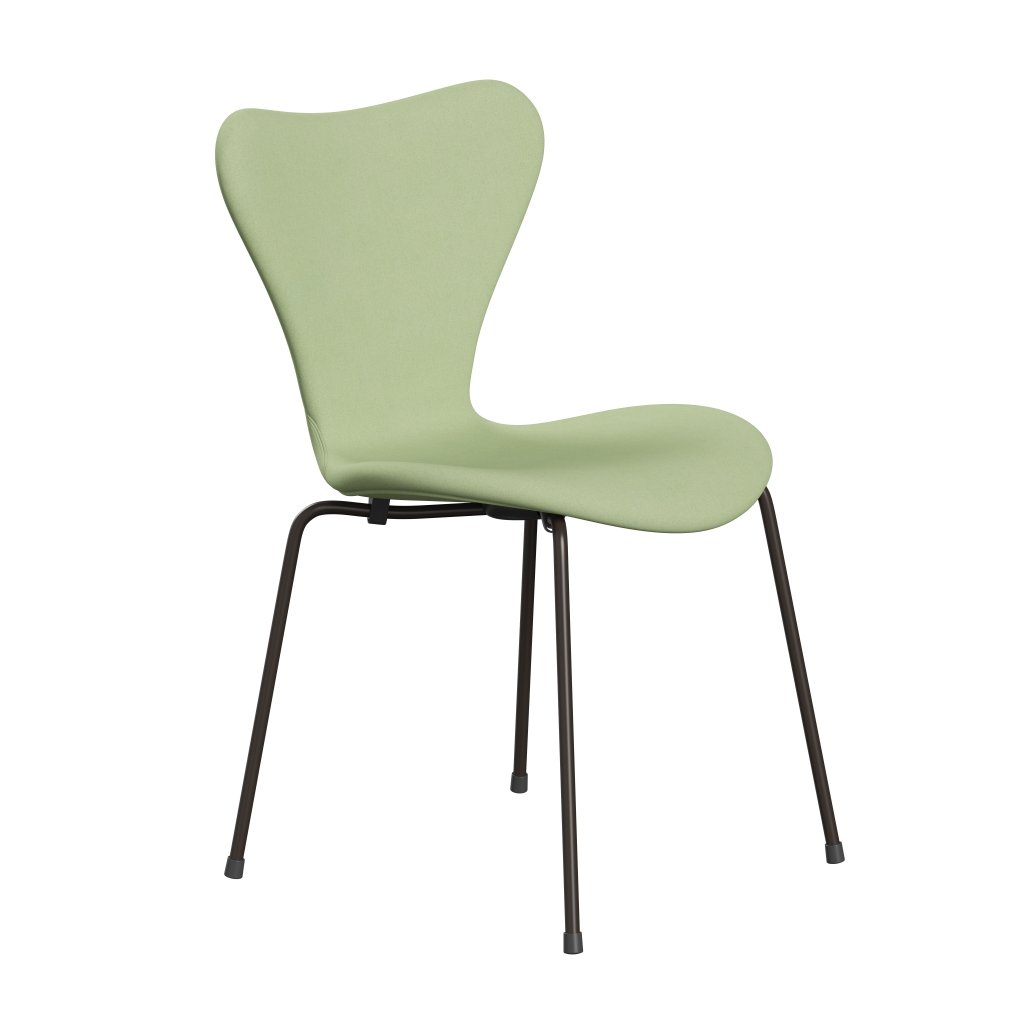 Fritz Hansen 3107 Krzesło pełna tapicerka, brązowy brąz/Divina Light Yellow