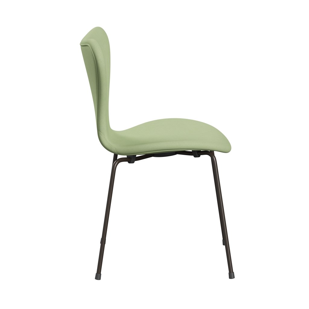 Fritz Hansen 3107 Krzesło pełna tapicerka, brązowy brąz/Divina Light Yellow