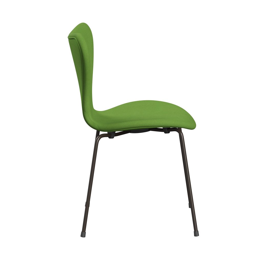 Fritz Hansen 3107 Krzesło pełne tapicerka, brązowy brąz/Divina Lime Light