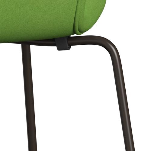 Fritz Hansen 3107 Krzesło pełne tapicerka, brązowy brąz/Divina Lime Light