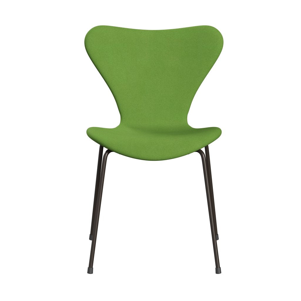 Fritz Hansen 3107 Krzesło pełne tapicerka, brązowy brąz/Divina Lime Light