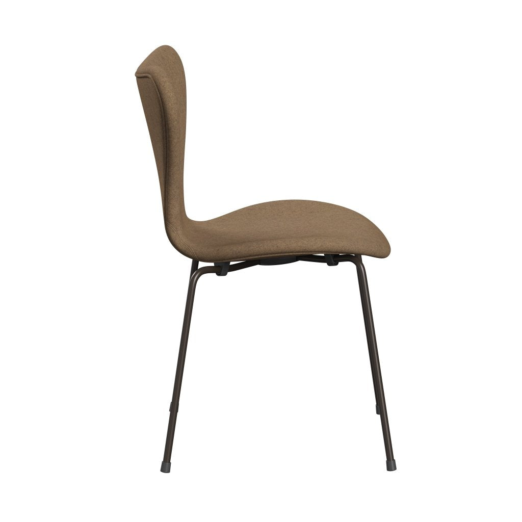 Fritz Hansen 3107 Chair Full Upholstery, Brown Bronze/Divina Md Café Latte