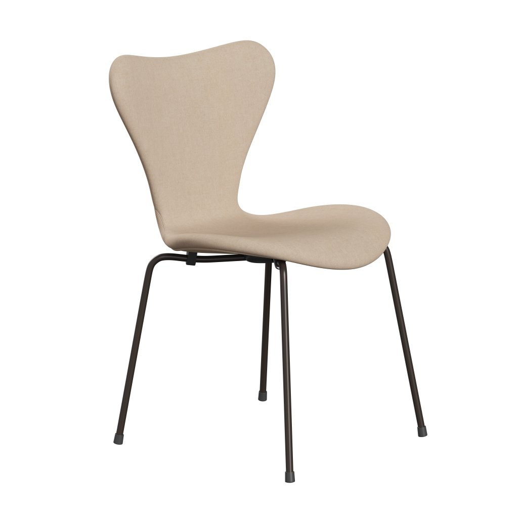 Fritz Hansen 3107 krzesło pełne tapicerka, brązowy brąz/divina md crème